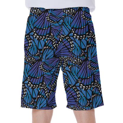 Blue Monarch Butterfly Wings Print Men's Beach Shorts