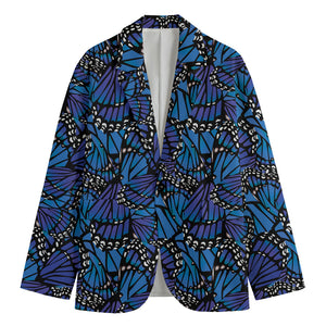 Blue Monarch Butterfly Wings Print Men's Blazer