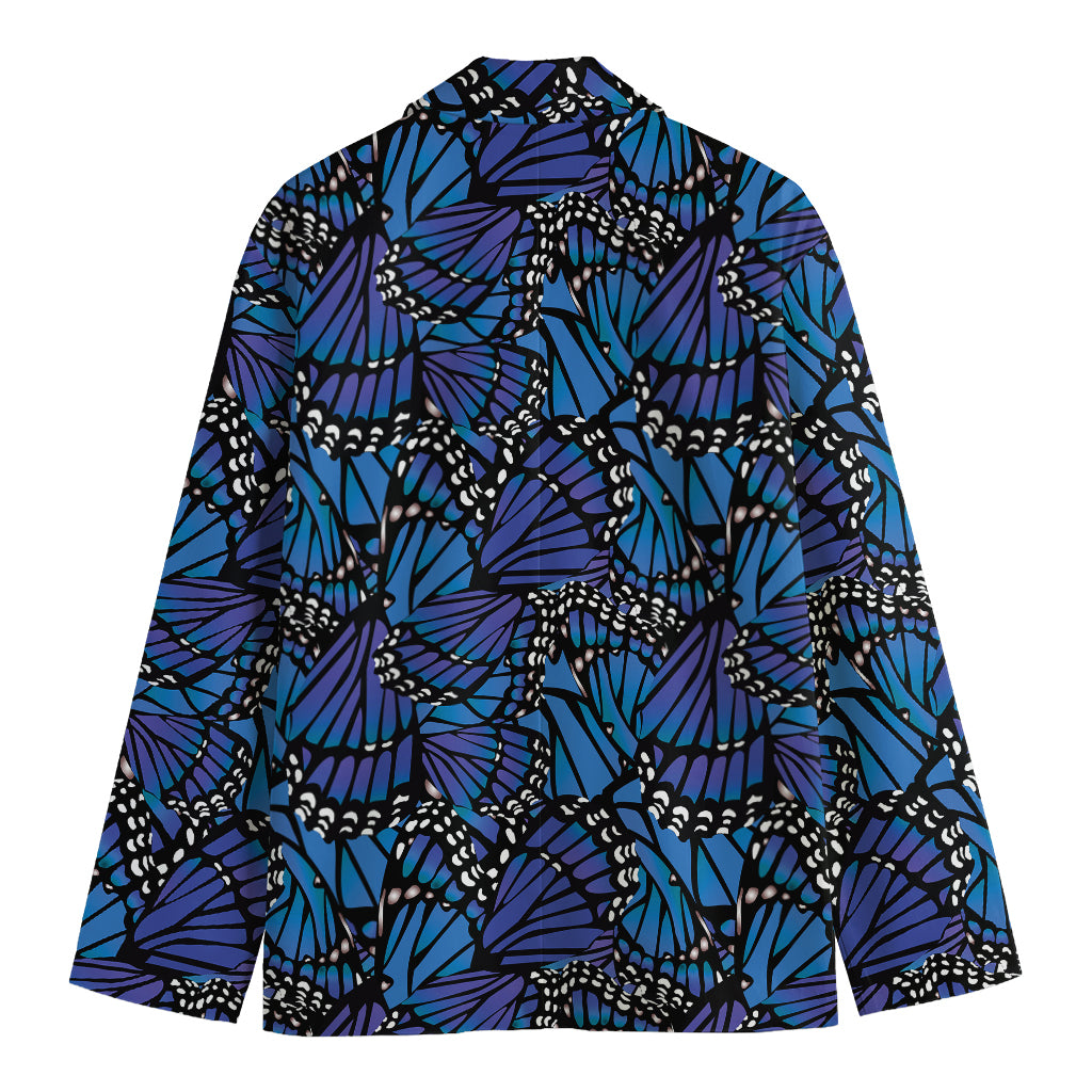 Blue Monarch Butterfly Wings Print Men's Blazer