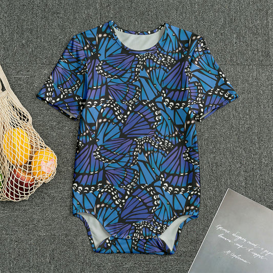 Blue Monarch Butterfly Wings Print Men's Bodysuit