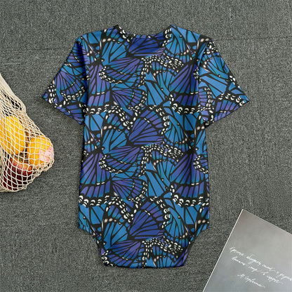 Blue Monarch Butterfly Wings Print Men's Bodysuit