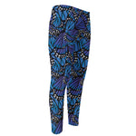 Blue Monarch Butterfly Wings Print Men's Compression Pants