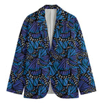 Blue Monarch Butterfly Wings Print Men's Cotton Blazer