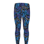 Blue Monarch Butterfly Wings Print Men's leggings