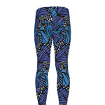 Blue Monarch Butterfly Wings Print Men's leggings