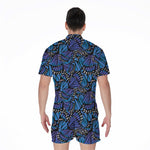 Blue Monarch Butterfly Wings Print Men's Rompers