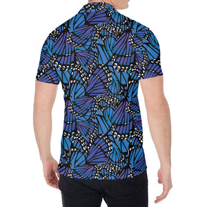 Blue Monarch Butterfly Wings Print Men's Shirt