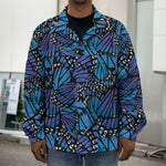 Blue Monarch Butterfly Wings Print Men's Shirt Jacket