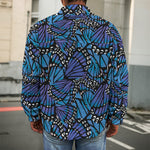 Blue Monarch Butterfly Wings Print Men's Shirt Jacket