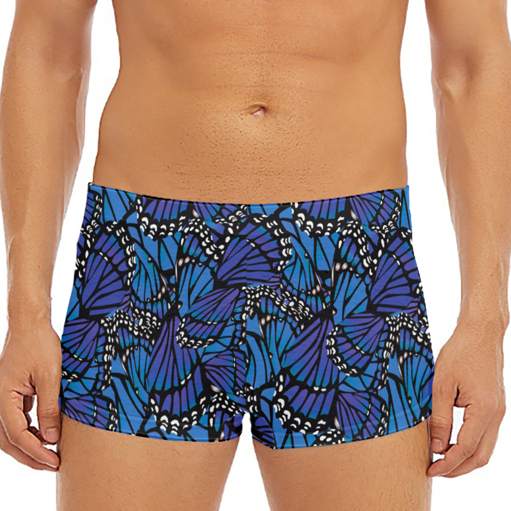 Blue Monarch Butterfly Wings Print Men's Short Boxer Briefs