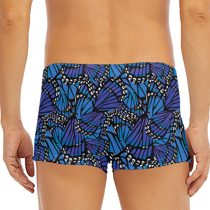 Blue Monarch Butterfly Wings Print Men's Short Boxer Briefs