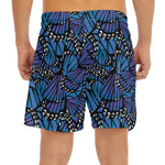 Blue Monarch Butterfly Wings Print Men's Split Running Shorts