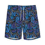 Blue Monarch Butterfly Wings Print Men's Sports Shorts