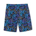 Blue Monarch Butterfly Wings Print Men's Sports Shorts