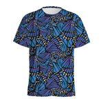 Blue Monarch Butterfly Wings Print Men's Sports T-Shirt