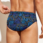 Blue Monarch Butterfly Wings Print Men's Swim Briefs