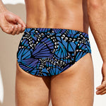 Blue Monarch Butterfly Wings Print Men's Swim Briefs