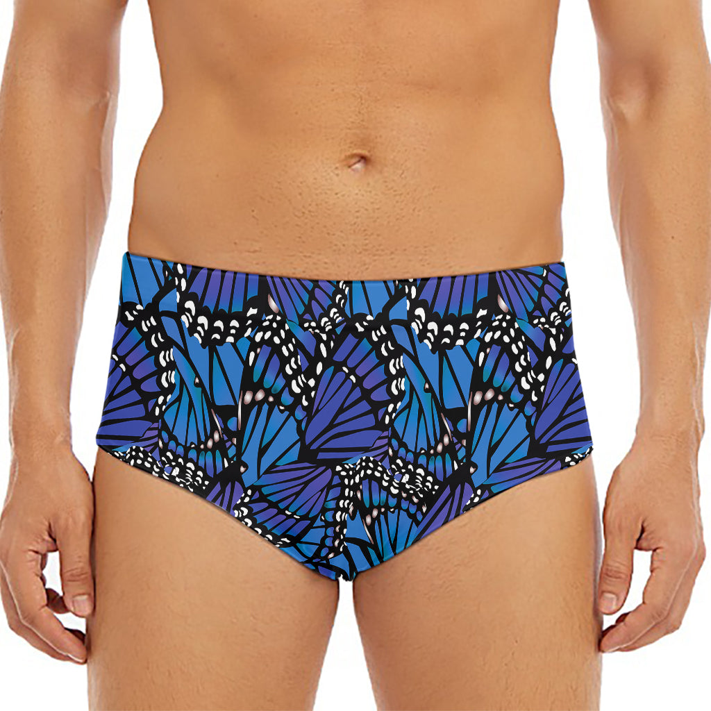 Blue Monarch Butterfly Wings Print Men's Triangle Swim Briefs