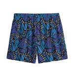 Blue Monarch Butterfly Wings Print Mesh Shorts