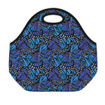 Blue Monarch Butterfly Wings Print Neoprene Lunch Bag