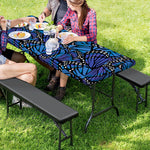 Blue Monarch Butterfly Wings Print Picnic Table Cover