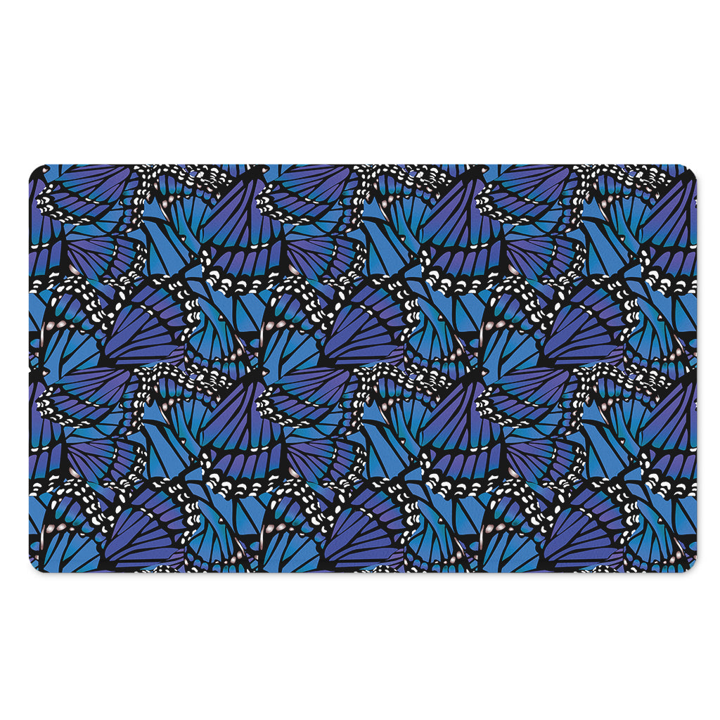 Blue Monarch Butterfly Wings Print Polyester Doormat