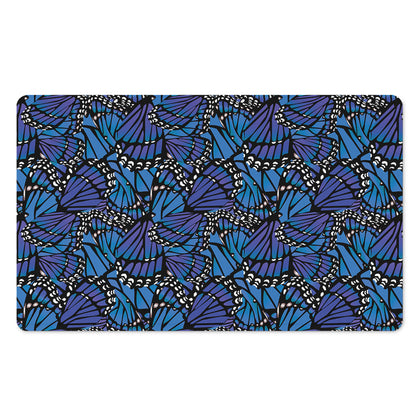 Blue Monarch Butterfly Wings Print Polyester Doormat