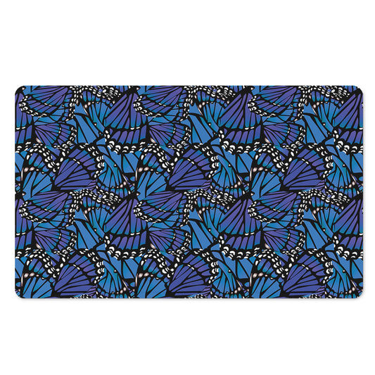 Blue Monarch Butterfly Wings Print Polyester Doormat