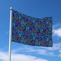 Blue Monarch Butterfly Wings Print Polyester Flag
