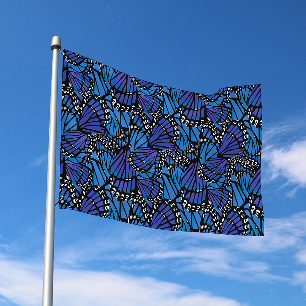 Blue Monarch Butterfly Wings Print Polyester Flag