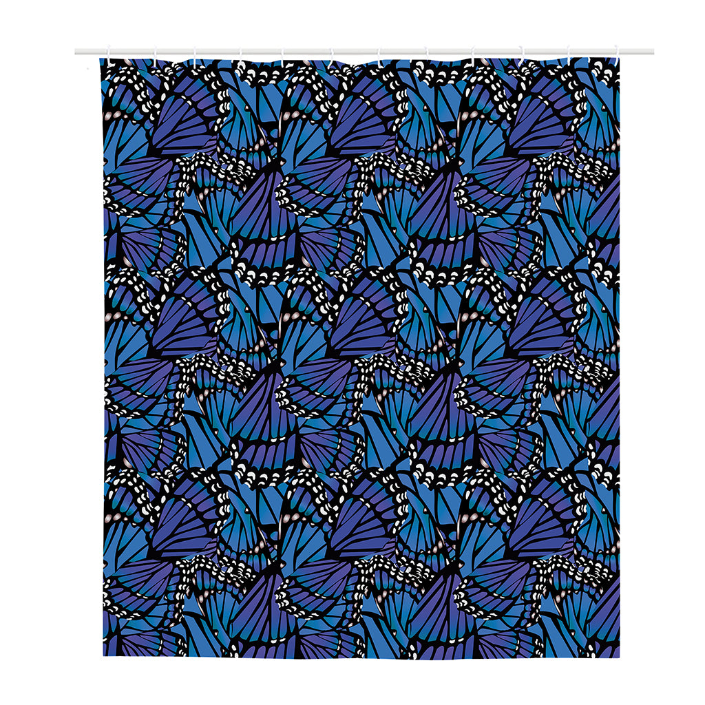 Blue Monarch Butterfly Wings Print Polyester Shower Curtain