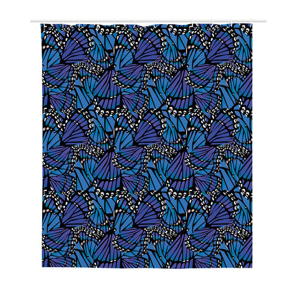 Blue Monarch Butterfly Wings Print Polyester Shower Curtain