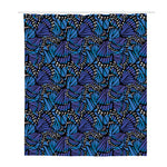Blue Monarch Butterfly Wings Print Polyester Shower Curtain