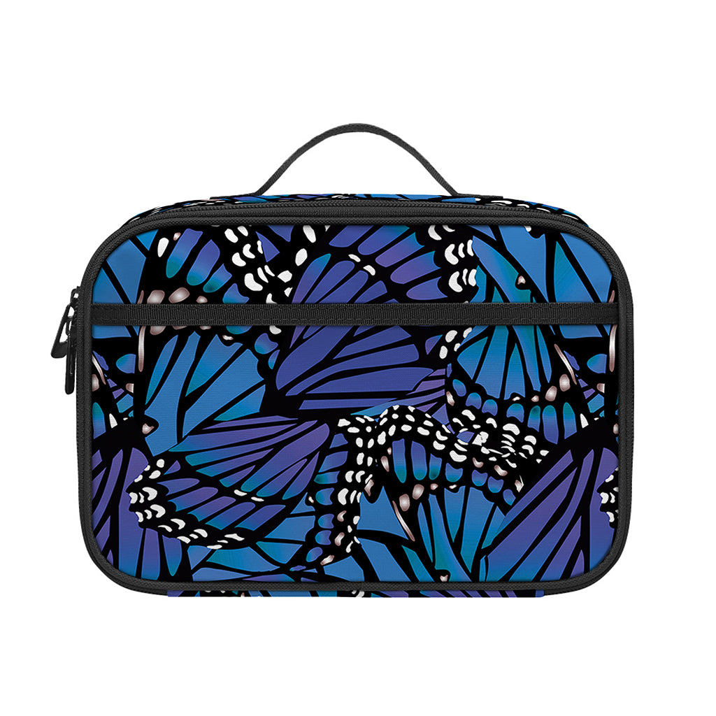 Blue Monarch Butterfly Wings Print Portable Lunch Bag
