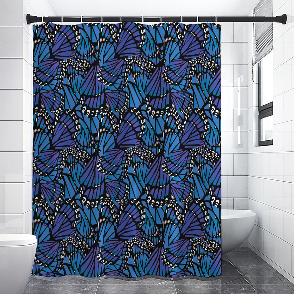 Blue Monarch Butterfly Wings Print Premium Shower Curtain