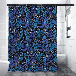 Blue Monarch Butterfly Wings Print Premium Shower Curtain