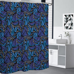 Blue Monarch Butterfly Wings Print Premium Shower Curtain