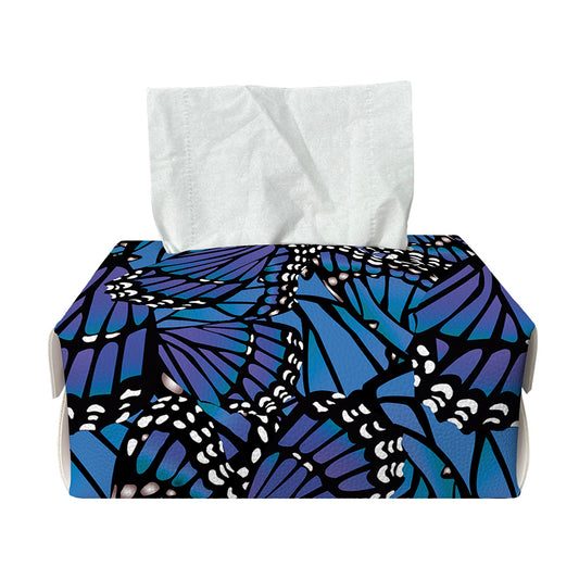 Blue Monarch Butterfly Wings Print Rectangle Tissue Box Cover