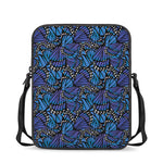 Blue Monarch Butterfly Wings Print Rectangular Crossbody Bag