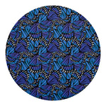 Blue Monarch Butterfly Wings Print Round Blanket