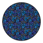 Blue Monarch Butterfly Wings Print Round Floor Mat