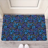 Blue Monarch Butterfly Wings Print Rubber Doormat