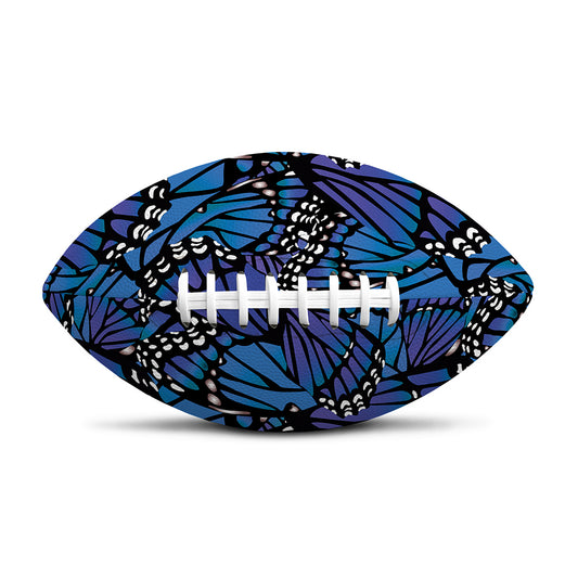Blue Monarch Butterfly Wings Print Rugby Ball