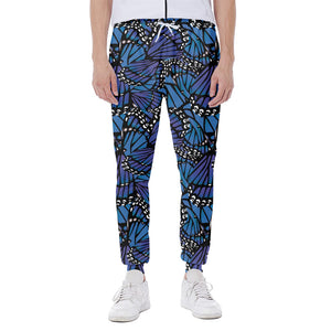 Blue Monarch Butterfly Wings Print Scuba Joggers