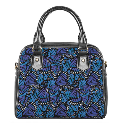 Blue Monarch Butterfly Wings Print Shoulder Handbag