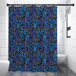 Blue Monarch Butterfly Wings Print Shower Curtain