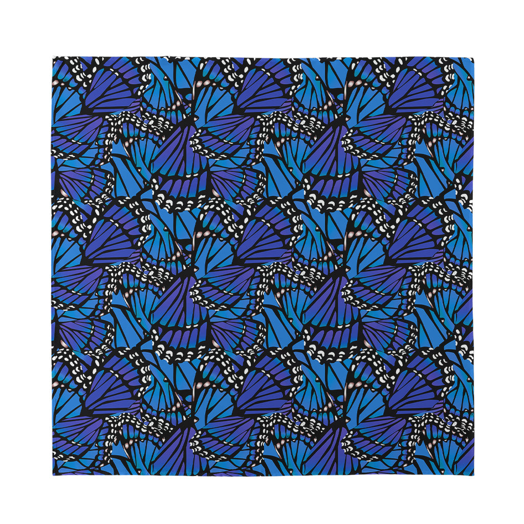 Blue Monarch Butterfly Wings Print Silk Bandana