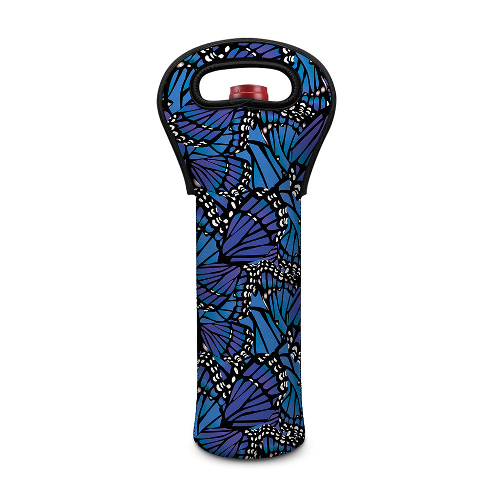 Blue Monarch Butterfly Wings Print Single Neoprene Wine Tote