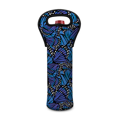 Blue Monarch Butterfly Wings Print Single Neoprene Wine Tote