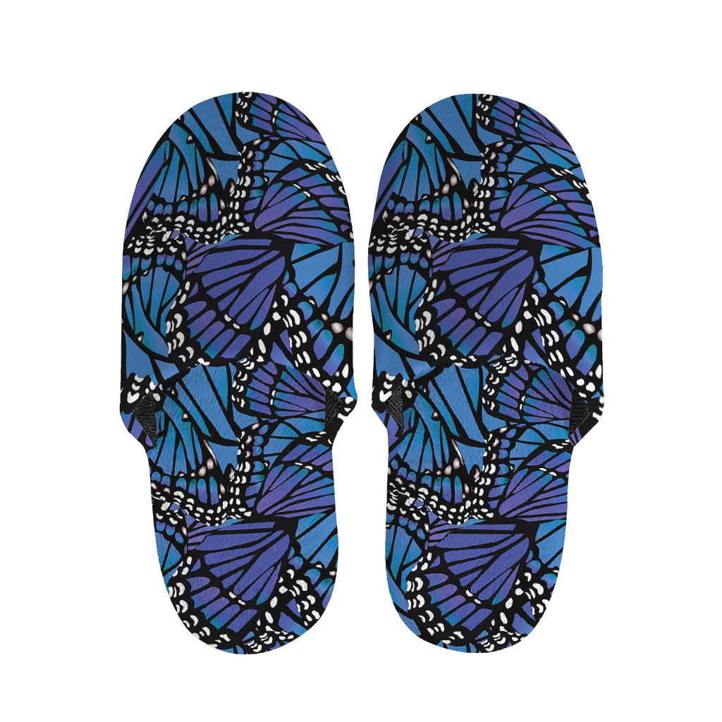 Blue Monarch Butterfly Wings Print Slippers